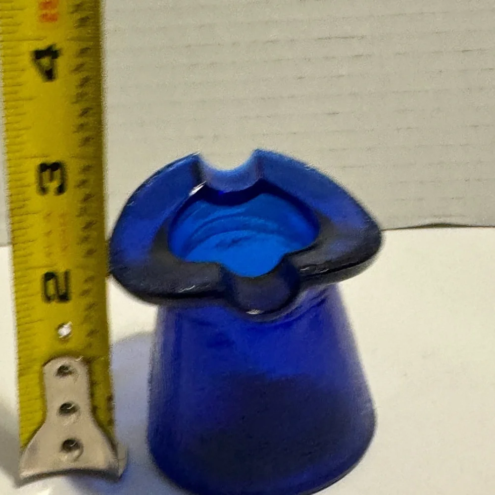 Vintage Cobalt Blue Top Hat Ash Tray/Match Stick Holder